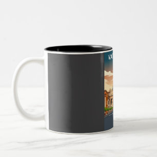 Taza Bicolor Afiche de viaje retro mínimo de la Ciudad del Vati