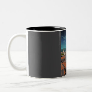 Taza Bicolor Afiche de viaje retro mínimo de la cosecha en Turí