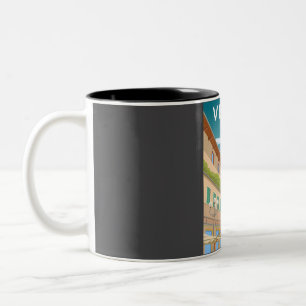 Taza Bicolor Afiche de Viaje Retro Mínimo Vintage de Verona Ita