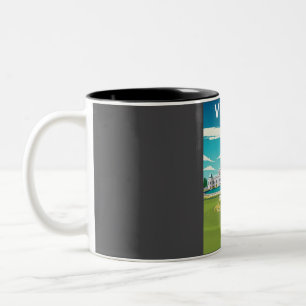 Taza Bicolor Afiche de Viaje Retro Mínimo Vintage de Viena