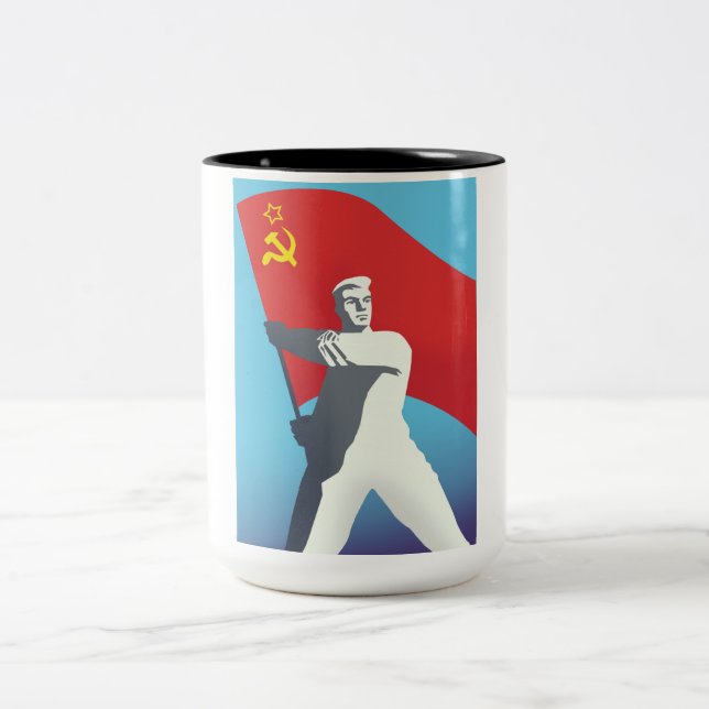 Taza Bicolor Afiche de viaje soviético (Centro)