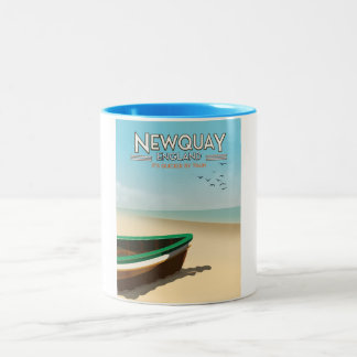Taza Bicolor Afiche de viaje vacacional del Newquay England