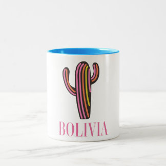 Taza Bicolor Afiche de viajes de cactus de Bolivia