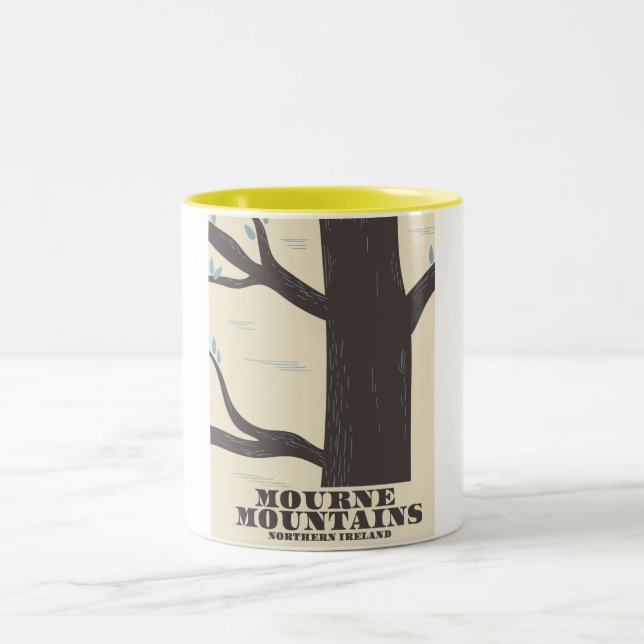 Taza Bicolor afiche de viajes de mourne Mountain (Centro)