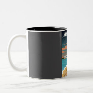 Taza Bicolor Afiche de viajes en cielo nocturno de Mykonos Gree