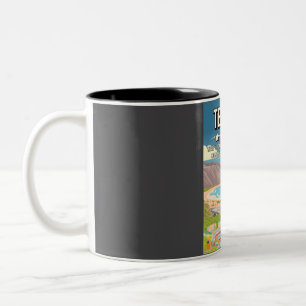 Taza Bicolor Afiche divertido de viaje de 5 estrellas Tenerife 