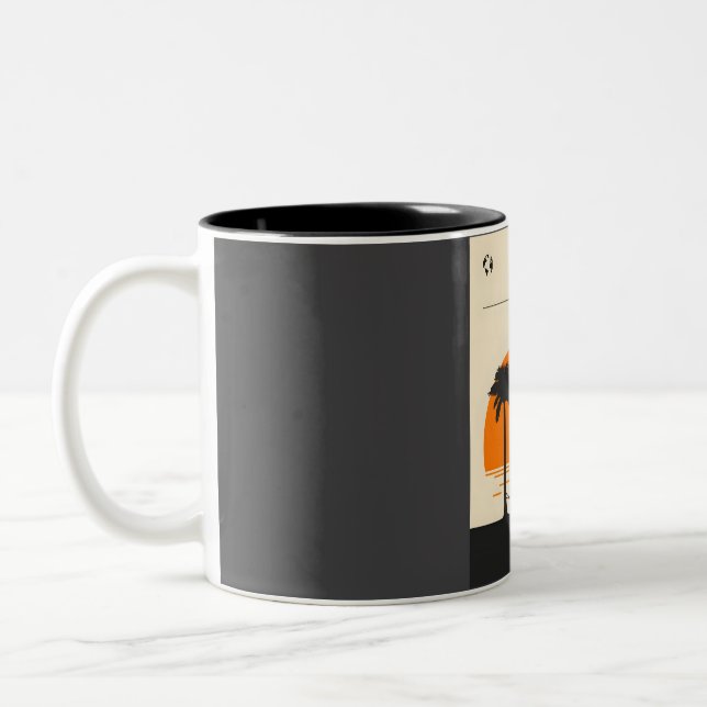 Taza Bicolor Afiche mínimo de Viaje de Mauricio (Izquierda)