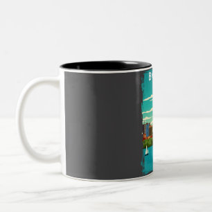 Taza Bicolor Afiche Mínimo de Viajes de Boston Massachusetts