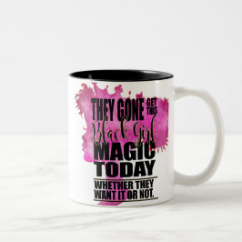 Taza Bicolor Afirmación negra de la magia del chica