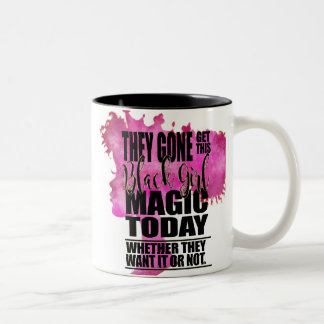 Taza Bicolor Afirmación negra de la magia del chica