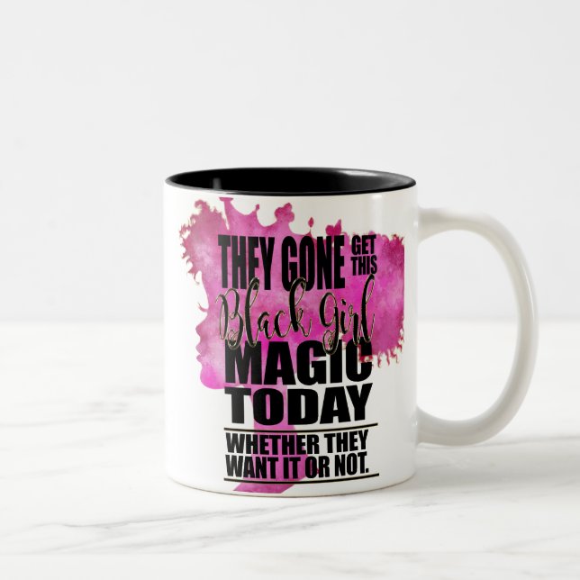Taza Bicolor Afirmación negra de la magia del chica (Derecha)