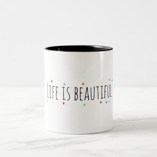 Taza Bicolor Afirmación positiva | La vida es hermosa (Centro)