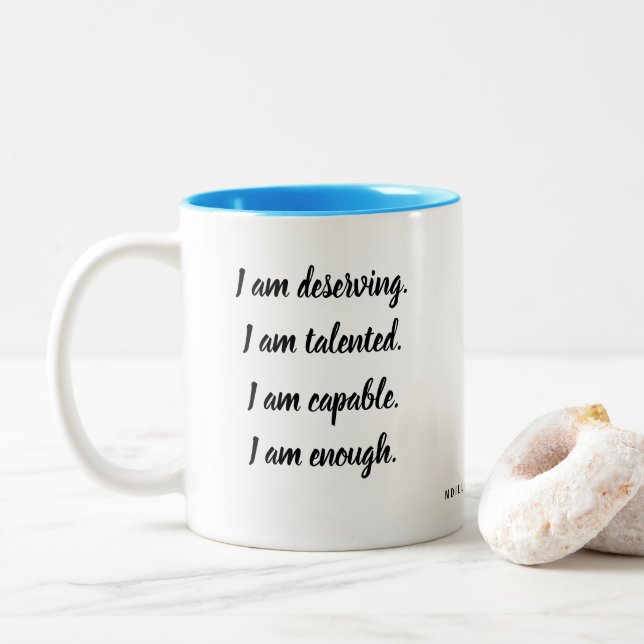 Taza Bicolor Afirmación Soy (Con donut)