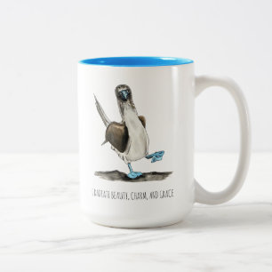 Taza Bicolor Afirmaciones de pájaro de pie azul para café de 