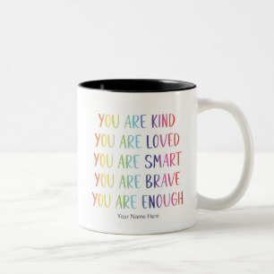Taza Bicolor Afirmaciones Divertidas Arcoíris Positivas Eres Am