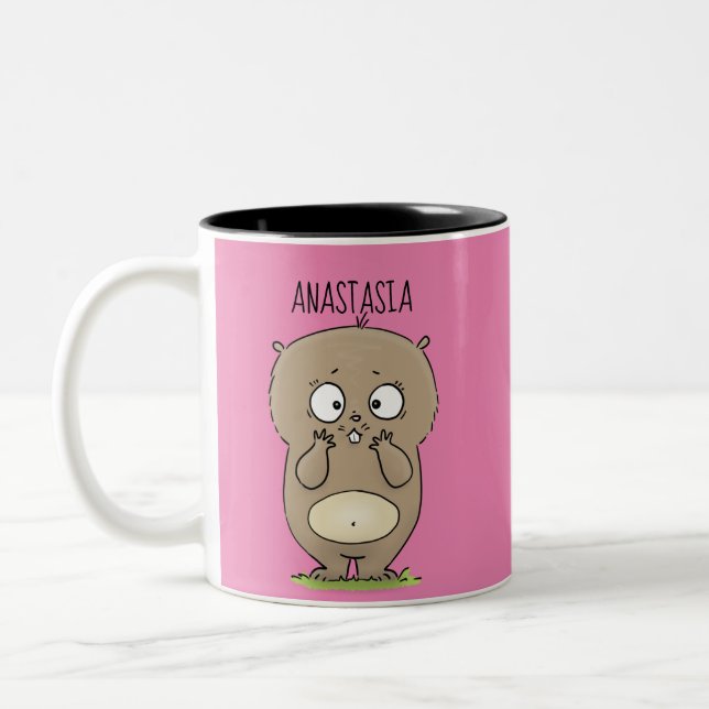 Taza Bicolor Afortunadamente adorable personalizado de hámster  (Izquierda)