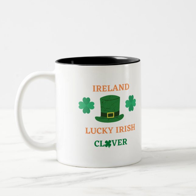 Taza Bicolor Afortunado trébol irlandés T-Shirt (Izquierda)