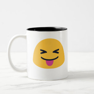 Taza Bicolor Agarra la lengua con los ojos cerrados Emoji