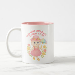 Taza Bicolor Agarra tus paraguas Diseño de gatito