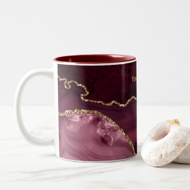 Taza Bicolor Ágata de Borgoña y Oro (Con donut)