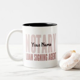 Taza Bicolor Agente de firma de préstamos notariales Red Font P
