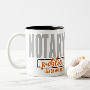 Taza Bicolor Agente de firma de préstamos públicos notariales p