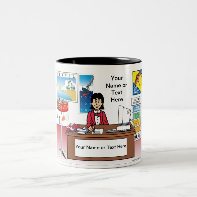 Taza Bicolor Agente de viajes personalizado - Personalizado fem (Centro)