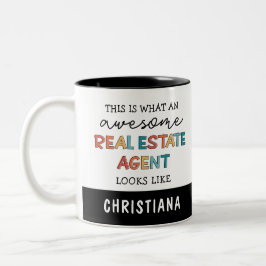 Taza Bicolor Agente inmobiliario personalizado Gracioso Realtor
