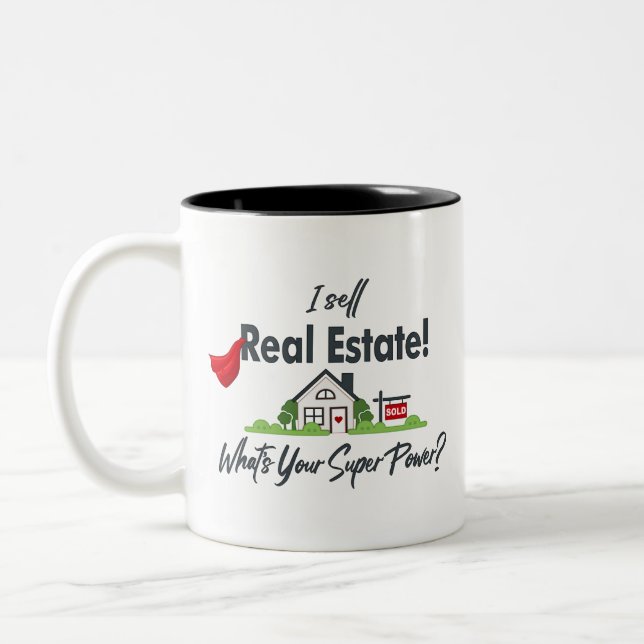 Taza Bicolor Agente inmobiliario, superhéroe de realtor (Izquierda)