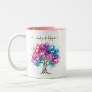 Taza Bicolor Agradecimiento al profesor de árbol de acuarela Gr