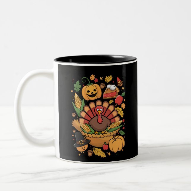 Taza Bicolor Agradecimiento Turquía Acción de Gracias Familia d (Izquierda)