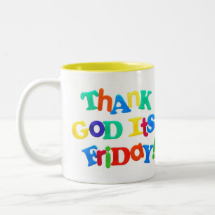 Taza Bicolor ¡Agradezca a dios que es viernes! 2 echó a un lado