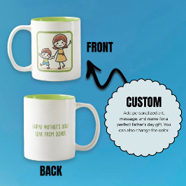 Taza Bicolor Agregar obra de arte del niño Día de la madre pers