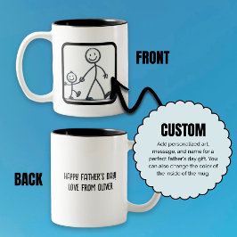 Taza Bicolor Agregar obra de arte del niño el día del padre per