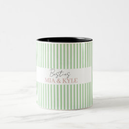 Taza Bicolor Agregar texto propio Mejor amigo Verde salvia raya