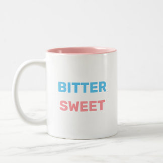 Taza Bicolor Agridulce en texto de turquesa y rosa de dos tonos