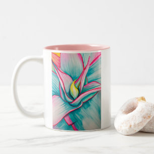 Taza Bicolor Agua de Agave suculenta arte fino