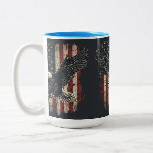 Taza Bicolor Águila baldosa patriótica bandera norteamericana M