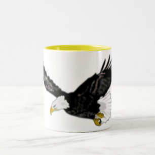 Taza Bicolor Aguila calva norteamericana con café volador