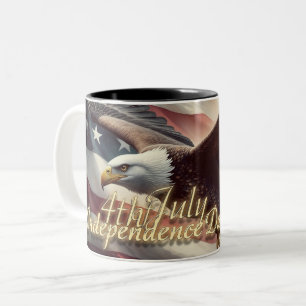 Taza Bicolor Águila del 4 de Julio con bandera americana