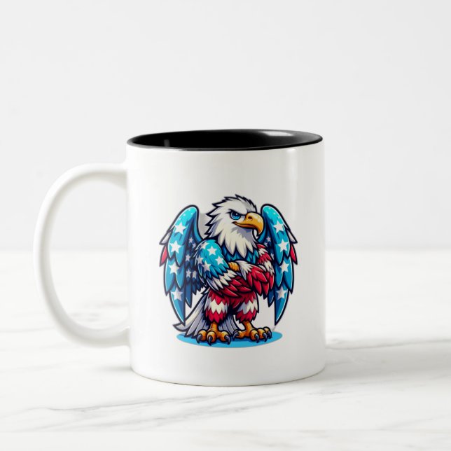Taza Bicolor Águila estadounidense con la mano (Izquierda)
