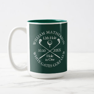 Taza Bicolor Agujero de Golf Personalizado Esmeralda Verde en U