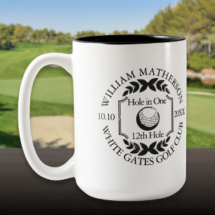 Taza Bicolor Agujero en un solo golf blanco y negro personaliza
