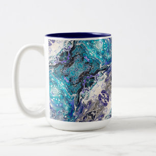 Taza Bicolor Agujeros de pintura de color azul y turquesa
