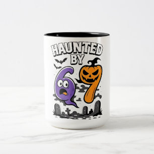 Taza Bicolor Ahogado por 67 - Scary Ghost y Pumpkin Halloween
