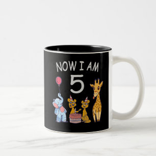 Taza Bicolor Ahora tengo 5 años Cumpleaños 5 en el Zoológico