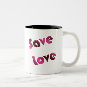 Taza Bicolor Ahorre el amor. texto de la pendiente