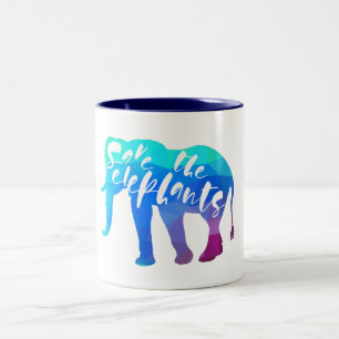 Taza Bicolor Ahorre los elefantes. Caligrafía, arte gráfico