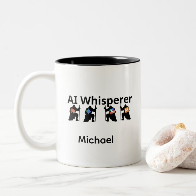 Taza Bicolor AI Whisperer  (Con donut)