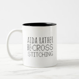 Taza Bicolor Aida Rather Be Cross Stitching Fun